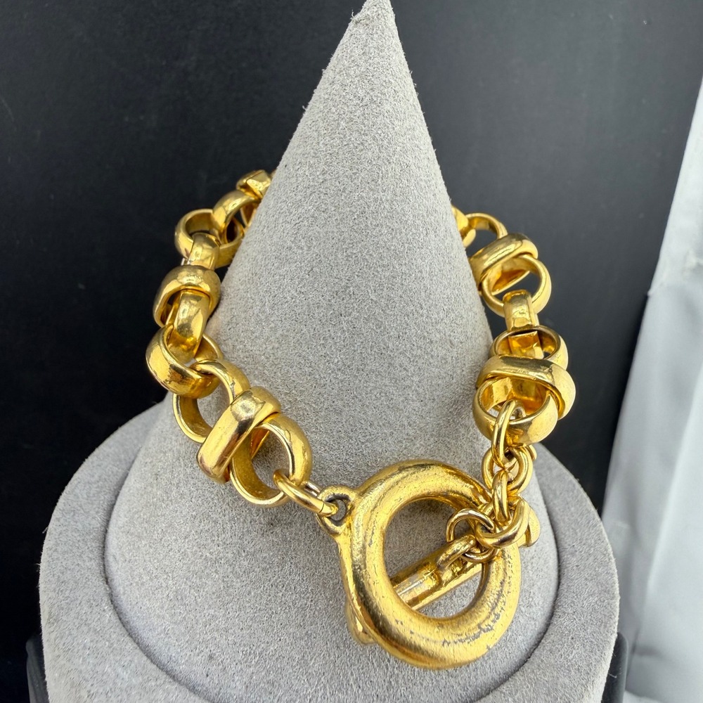 Vintage Carolee Bracelet Gold Chunky Link Toggle Statement 6in‎
